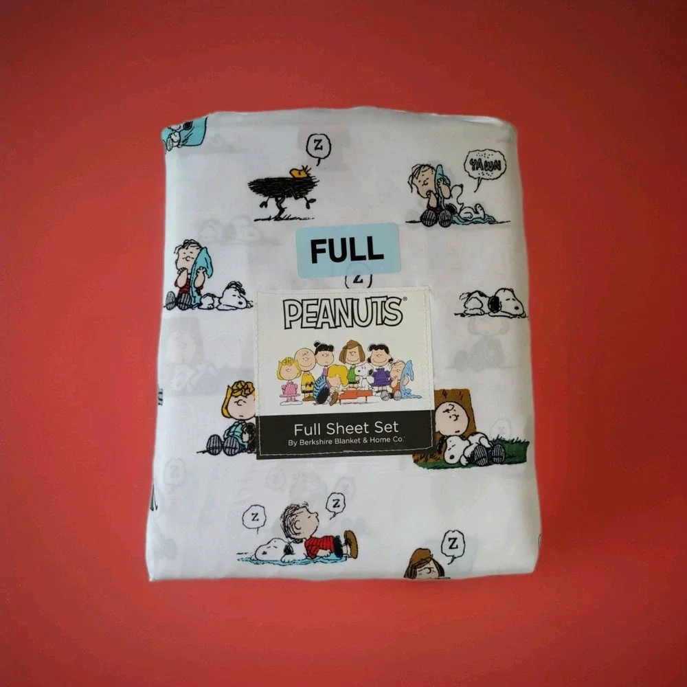 Peanuts Snoopy FULL Bed Sheet Set Woodstock Charlie Brown Linus Peppermint Patty